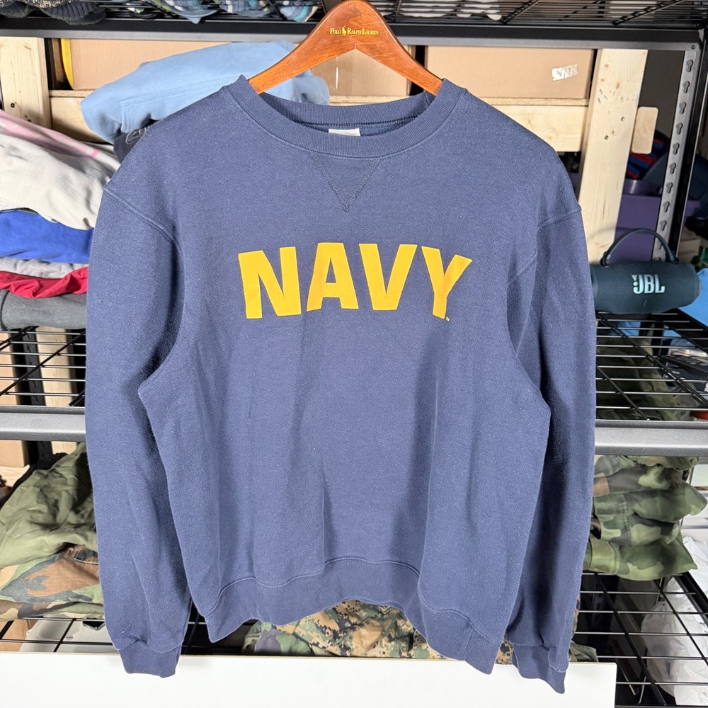 vintage 90's Navy Sweatshirt‎ Mens Size Medium Navy Blue Graphic Crewneck Soffe